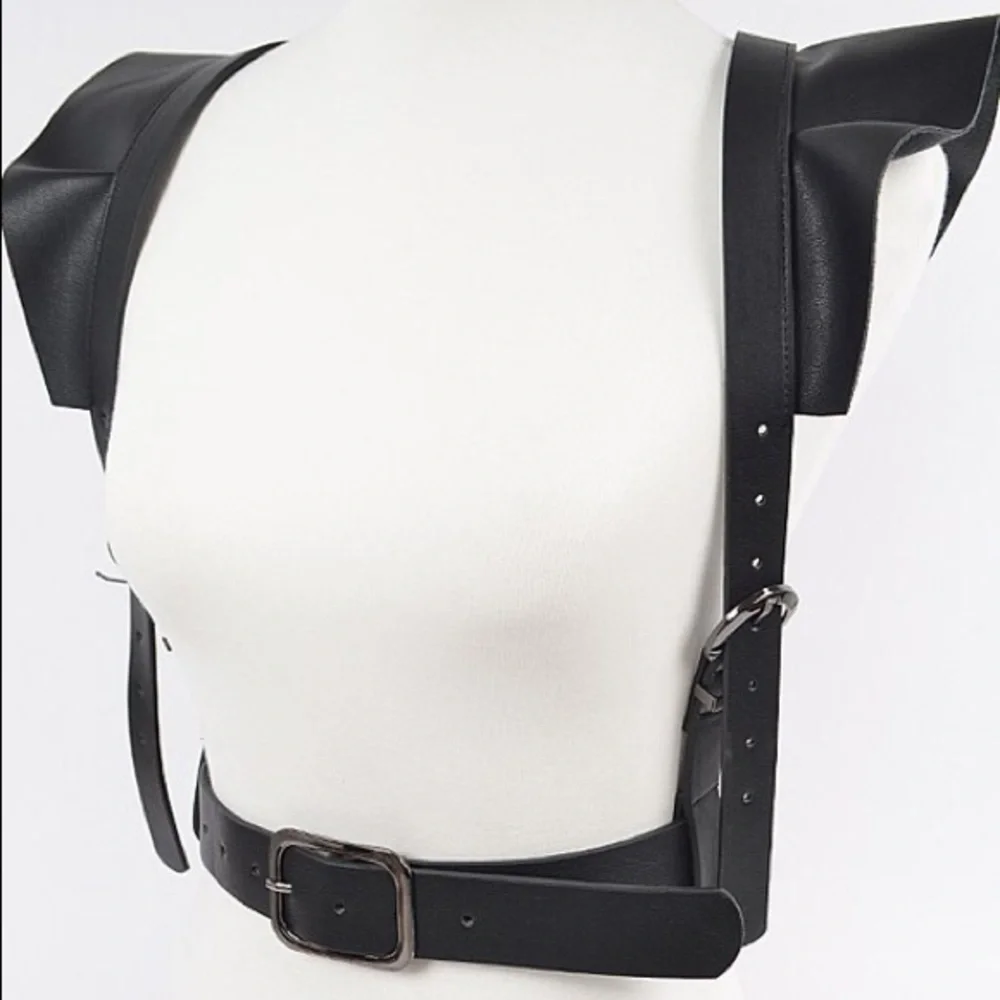 Host Pick🎊Sexy Black Leather Ruffle Harness Statement Belt